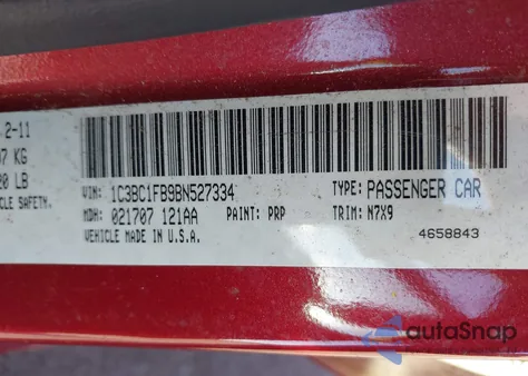 2011 Chrysler 200 Touring z USA, uszkodzony, nr VIN 1C3BC1FB9BN527334